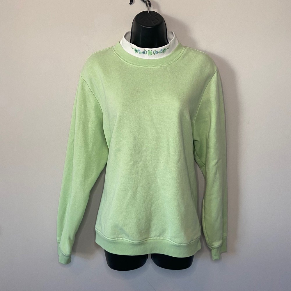 Green Grandmacore Cottagecore Floral Sweater Size Large Vintage LSF Vibes